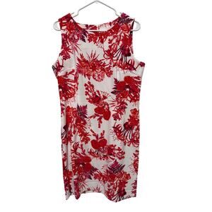 NWT Mario Serrani Dress Womens Pink Floral Sleeveless Knee Length Stretch Size14